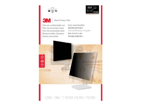 3M Data Protection Filter for 23.8" widescreen monitor for 23.8" - Tietosuojasuodatin näytölle - 23.8" leveä - musta