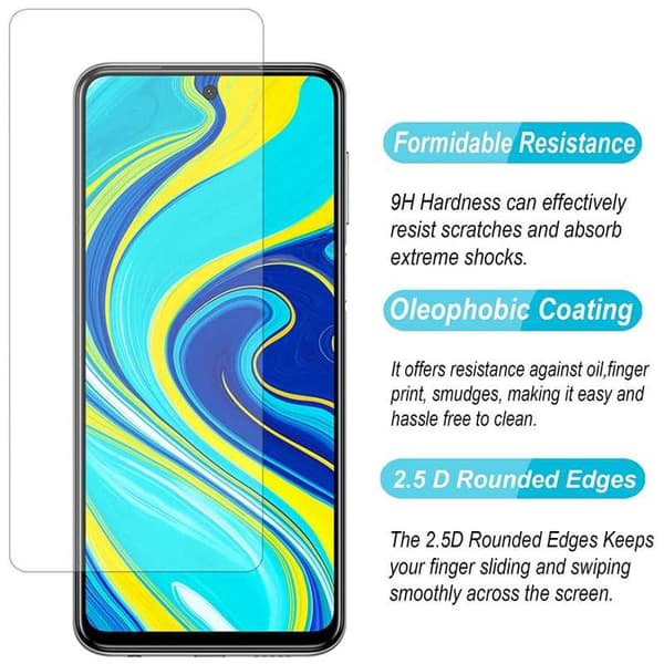 2-PACK Redmi Note 9 Härdat glas 0.26mm 2.5D 9H