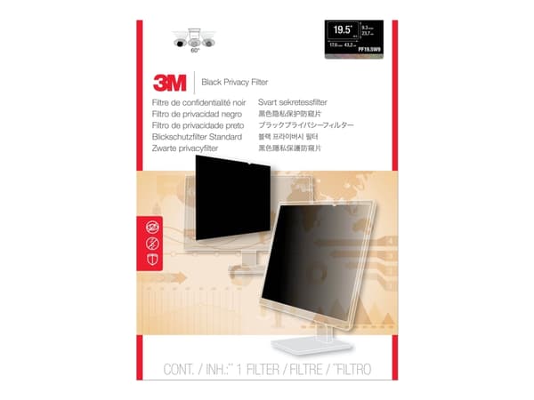 3M personvernfilter - Personvernfilter for skjerm - 19.5" - svart Sort