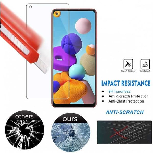 2-PACK Samsung A21s hærdet glas 0,26 mm 2,5D 9H Fullframe