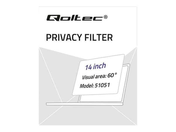 Qoltec 51051 - Notebookpersonvernsfilter - 14" Gjennomsiktig