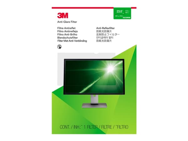 3M häikäisynestosuodatin 23 tuuma näytölle, 16:9, AG230W9B, 58,4 cm (23"), 16:9, Näyttö, Kehyksetön näytön yksityisyyssuodatin, Häikäisynesto, 68 g