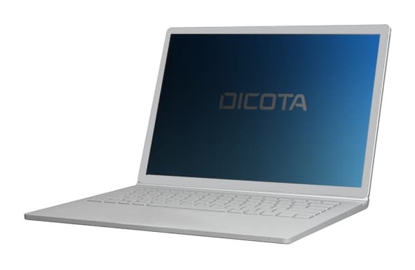 DICOTA personvernskjerm Surface NB 3/4 13,5'', 4-veis, sort, montert på siden