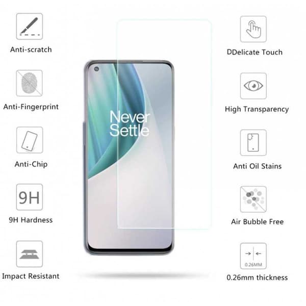 2-PACK OnePlus Nord N100 Hærdet glas 0,26 mm 2,5D 9H