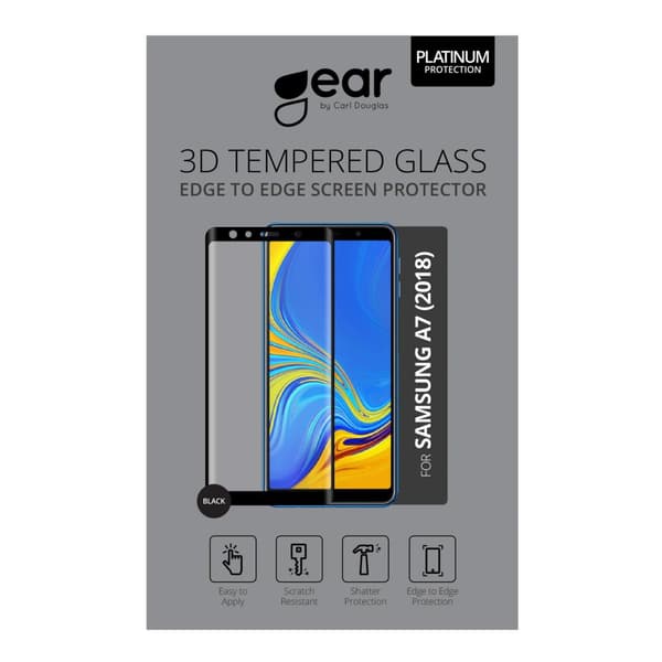 GEAR Herdet Glass 3D Full Cover Svart Samsung Galaxy A7