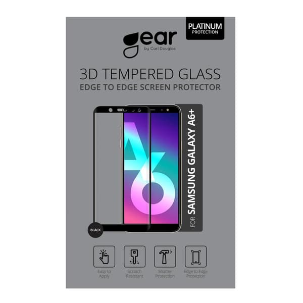 GEAR Herdet Glass 3D Full Cover Svart Samsung A6+