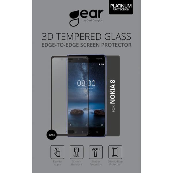 Härdat Glas 3D Full Cover Transp. Nokia 8