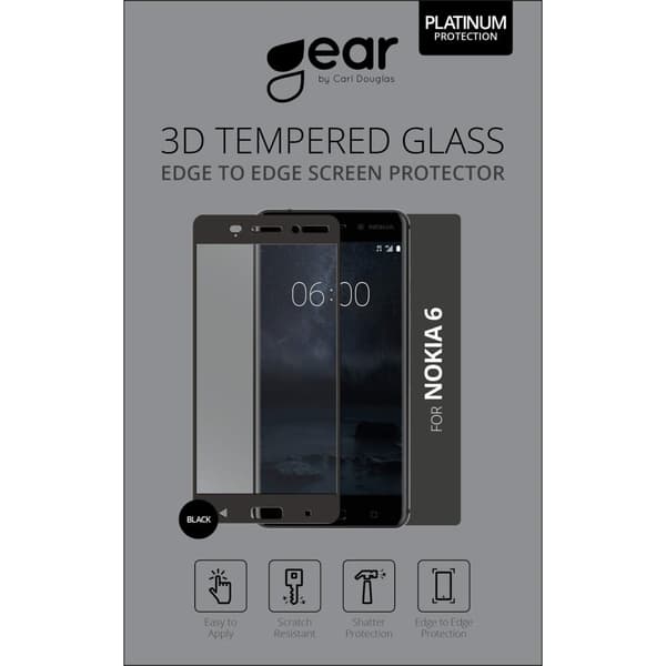 Härdat Glas 3D Full Cover Svart Nokia 6 2017