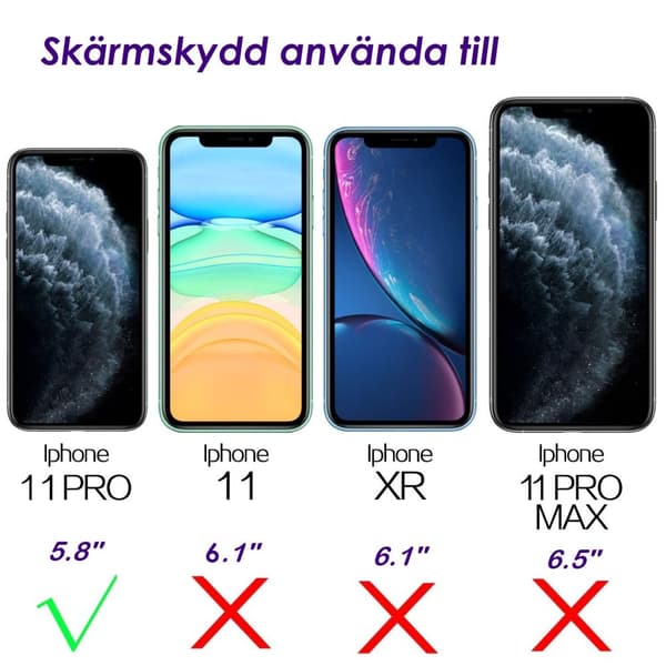 2-pak - Skærmbeskytter iPhone X/11 Pro / XS  (5,8 tommer), hærdet glas