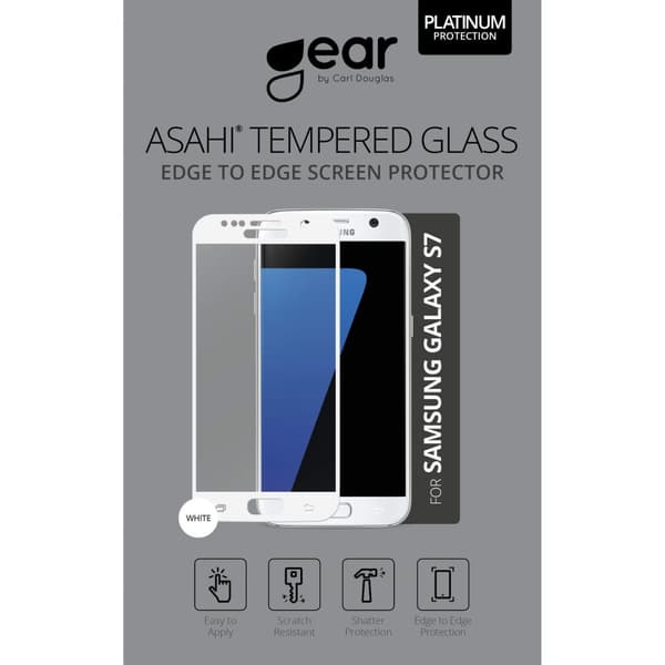 GEAR Herdet Glass 3D Full Cover Hvit Samsung S7