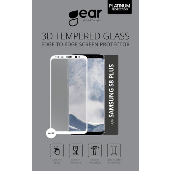 GEAR Herdet Glass 3D Full Cover Hvit Samsung S8 Plus