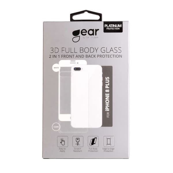 Hærdet Glas 3D 2in1 Front & Back Edge to Edge Hvid/Klar bagside  iPhone 8 Plus
