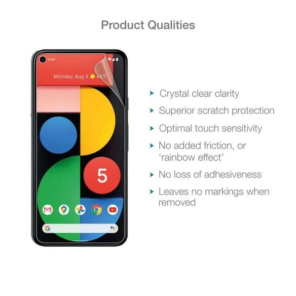 3-PAK Google Pixel 5 Premium skærmbeskytter CrystalClear