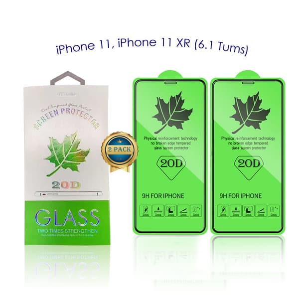 2 kpl- 9H Premium, 20D näytönsuoja iPhone 11 / iphone XR 6,1 tuumaa
