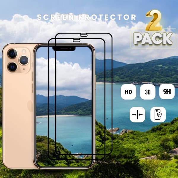 2-pack iPhone 11 Pro MAX - Härdat Glas 9H-Super Kvalitet 3D Skärmskydd