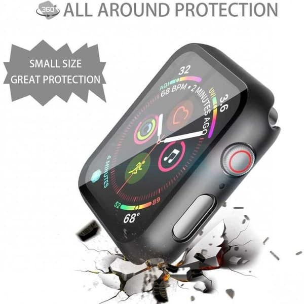 2-PACK Apple Watch 40mm Stötdämpande Skal 9H Härdat Glas 2in1