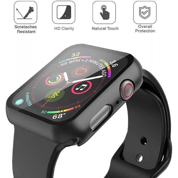 2-PACK Apple Watch 40mm Stötdämpande Skal 9H Härdat Glas 2in1