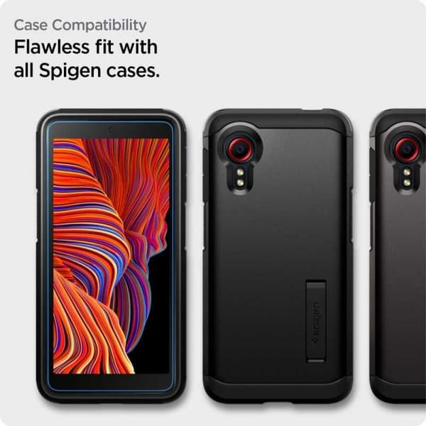 2-PACK Samsung Xcover 5 Härdat Glas Spigen ALM Med Installations Ram