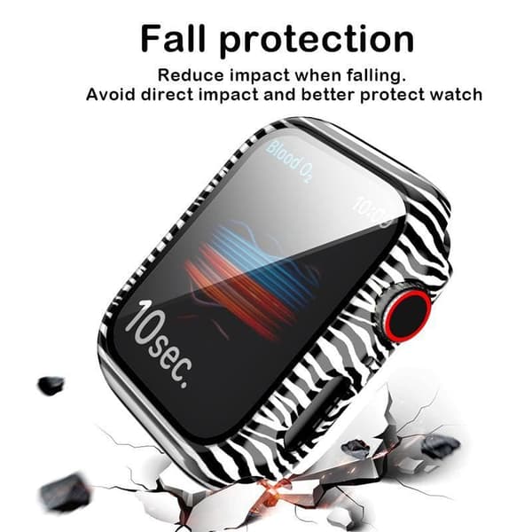 Heltäckande Skal till Apple Watch 4/5/6/SE Härdat glas 40mm ZEBRA