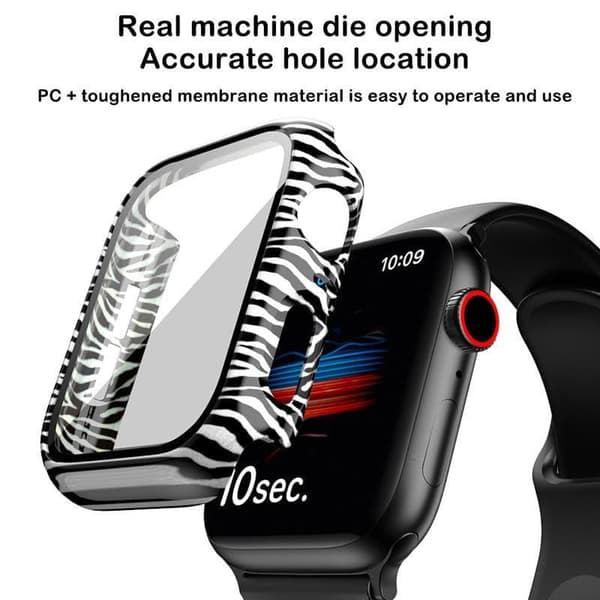 Heltäckande Skal till Apple Watch 4/5/6/SE Härdat glas 40mm ZEBRA