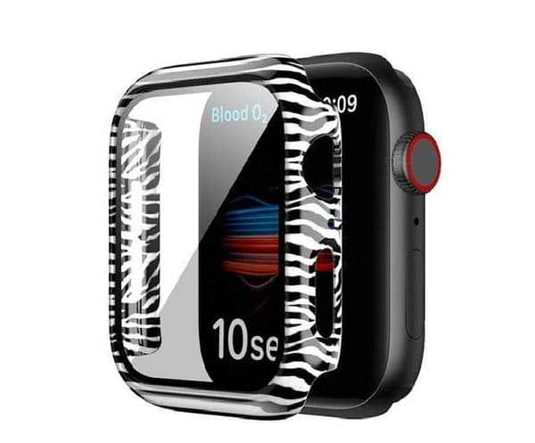 Heltäckande Skal till Apple Watch 4/5/6/SE Härdat glas 40mm ZEBRA