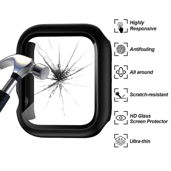 Heltäckande Skal till Apple Watch 1/2/3 Härdat glas 38mm SILVER