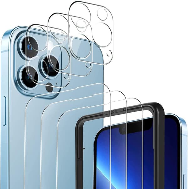 iPhone 13 Pro [7-PACK] 3x karkaistu lasi + 1x silkonikotelo TPU