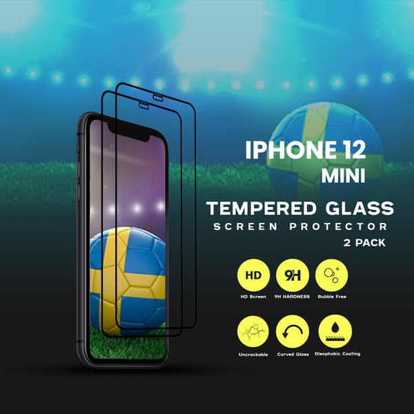 2-Pack iPhone 12 Mini - Härdat Glas 9H - Super Kvalitet 3D Skärmskydd