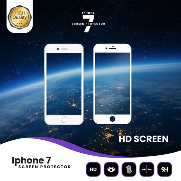 iPhone 7 Vit - Härdat Glas 9H - Super Kvalitet 3D Skärmskydd