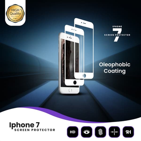 2-Pack iPhone 7 Vit - Härdat Glas 9H - Super Kvalitet 3D Skärmskydd