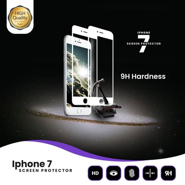 2-Pack iPhone 7 Vit - Härdat Glas 9H - Super Kvalitet 3D Skärmskydd
