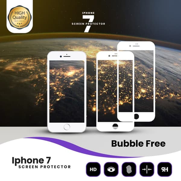 2-Pack iPhone 7 Vit - Härdat Glas 9H - Super Kvalitet 3D Skärmskydd