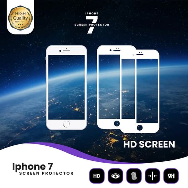2-Pack iPhone 7 Vit - Härdat Glas 9H - Super Kvalitet 3D Skärmskydd