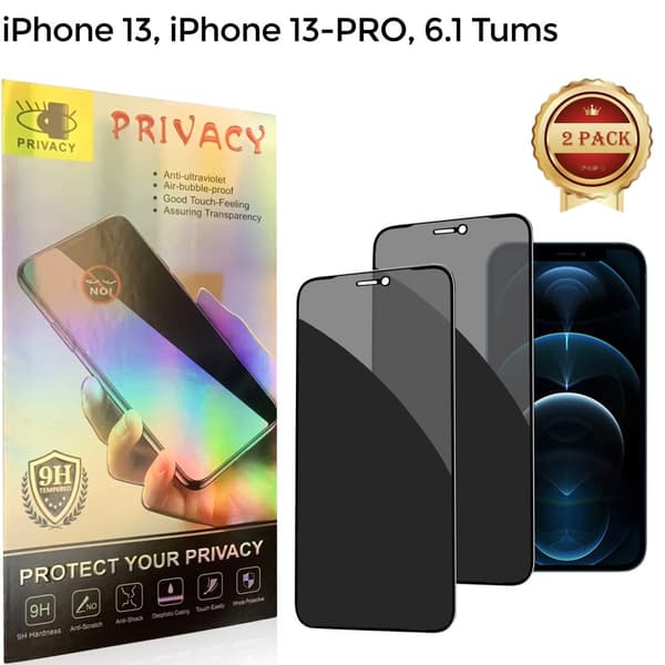 2 PACK- Yksityisyys Näytönsuoja iPhone 13, iPhone 13 Pro (6,1 tuumaa), Privacy Näytönsuoja