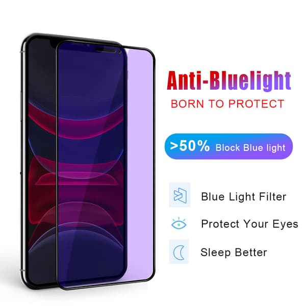 2 PACK Anti-Blue, 9H skärmskydd Kompatibel med Iphone