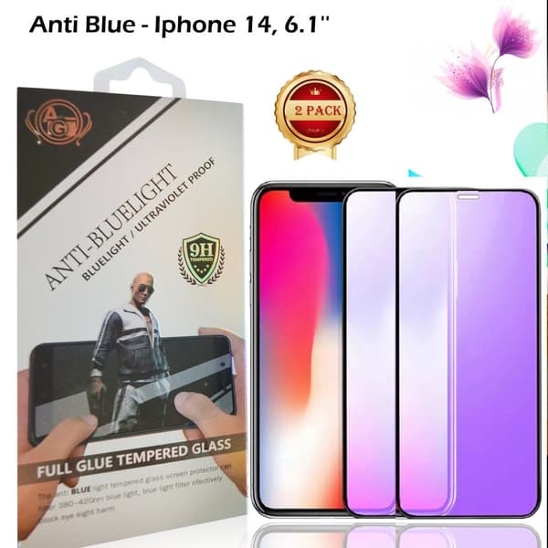 2-PACK - Anti-blå, 9H skærmbeskytter iPhone hærdet glas -