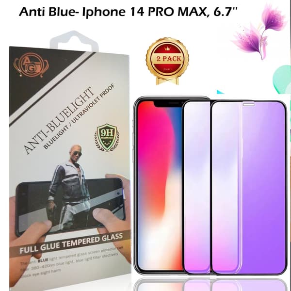 2-PACK - Anti-blå, 9H skærmbeskytter iPhone hærdet glas - iPhone 14 PRO MAX (6.7 Tums)