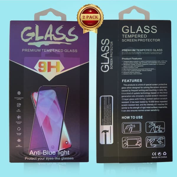 2-PACK - Anti-blå, 9H skærmbeskytter iPhone hærdet glas -