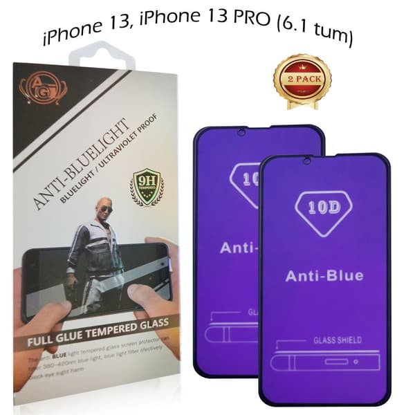 2-PACK - Anti-blå, iPhone 13, 13 PRO Skærmbeskytter hærdet glas (6,1 tommer)