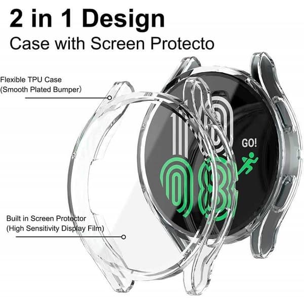 2-PACK Fulddækkende Galaxy Watch 4 44mm Ultra Thin TPU Shell Liquid