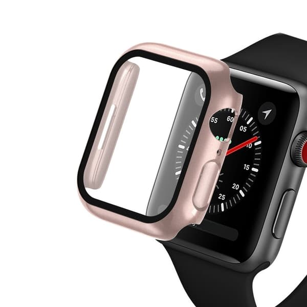 Skal + skärmskydd 2-i-1 för Apple Watch 7 / 8 / 9 45mm - Rosa