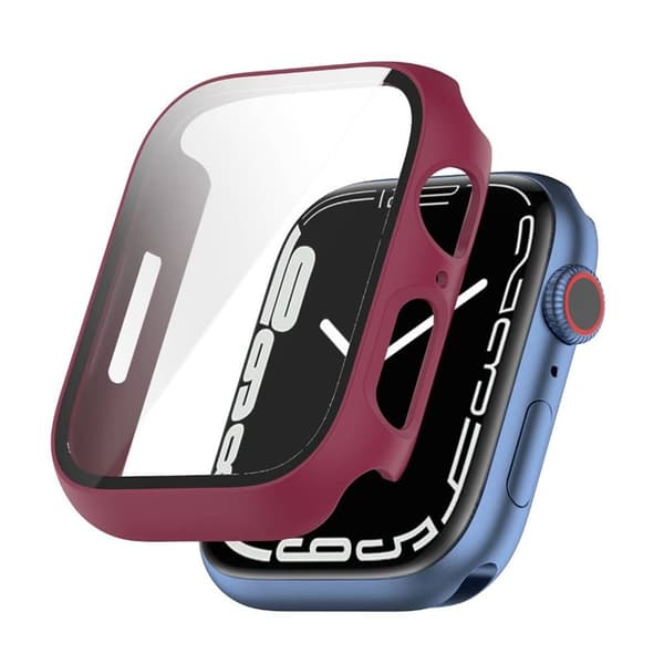 Skal med glasskydd Apple Watch 7 (41mm) - Vinröd
