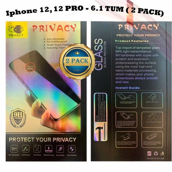 2 PACK- Sekretess Skärmskydd iPhone 12, iPhone 12 Pro (6.1 Tums),Privacy Screen Protector