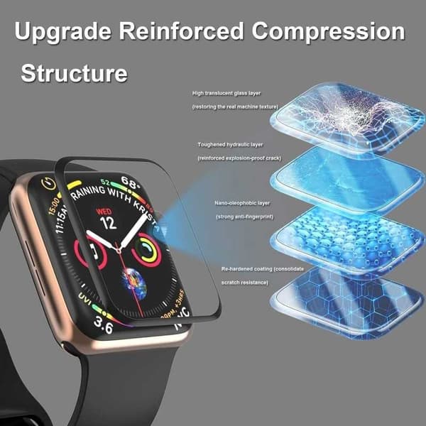 2-PACK Apple Watch Series 7 41 mm FullFrame 3D joustava lasi 0,26 mm 7H