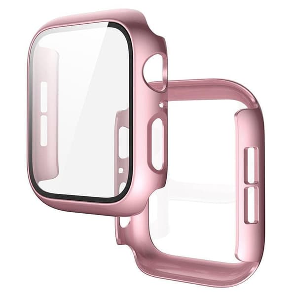 Heltäckande Skal till Apple Watch 7 Härdat glas 45 mm ROSE GOLD