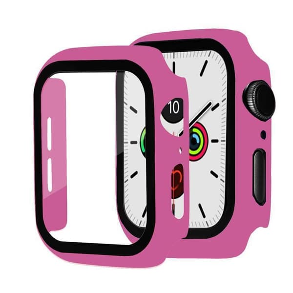 Heltäckande Skal till Apple Watch 5/6/SE Härdat glas 44mm CERISE