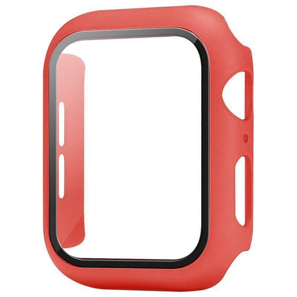 Heltäckande Skal till Apple Watch 5/6/SE Härdat glas 44mm RÖD