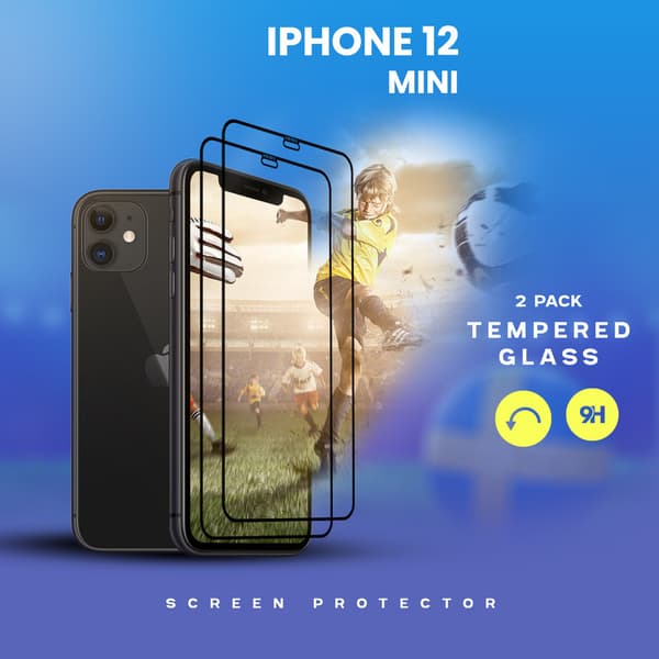 2-Pack iPhone 12 Mini - Härdat Glas 9H - Super Kvalitet 3D Skärmskydd