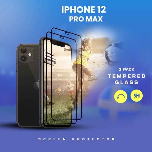 2-Pack iPhone 12 Pro Max - Härdat Glas 9H - Super Kvalitet 3D Skärmskydd