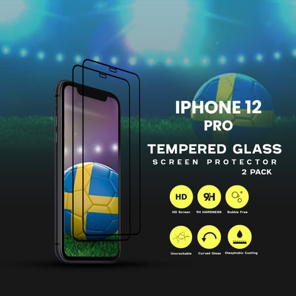 2-Pack Iphone 12 Pro - Härdat Glas 9H - Super Kvalitet 3D Skärmskydd